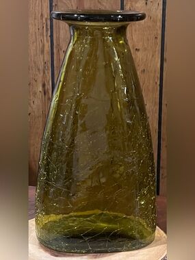 Large Bellamy Amber Crackle Glass Bottle Vase